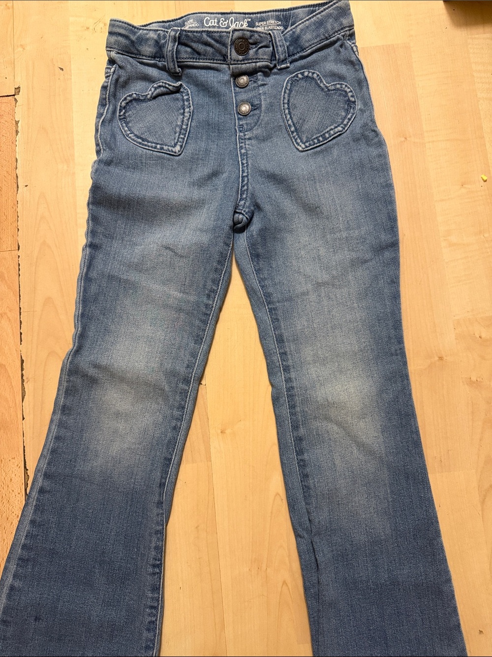Cat & Jack Light Blue Heart Pocket Flare Jeans